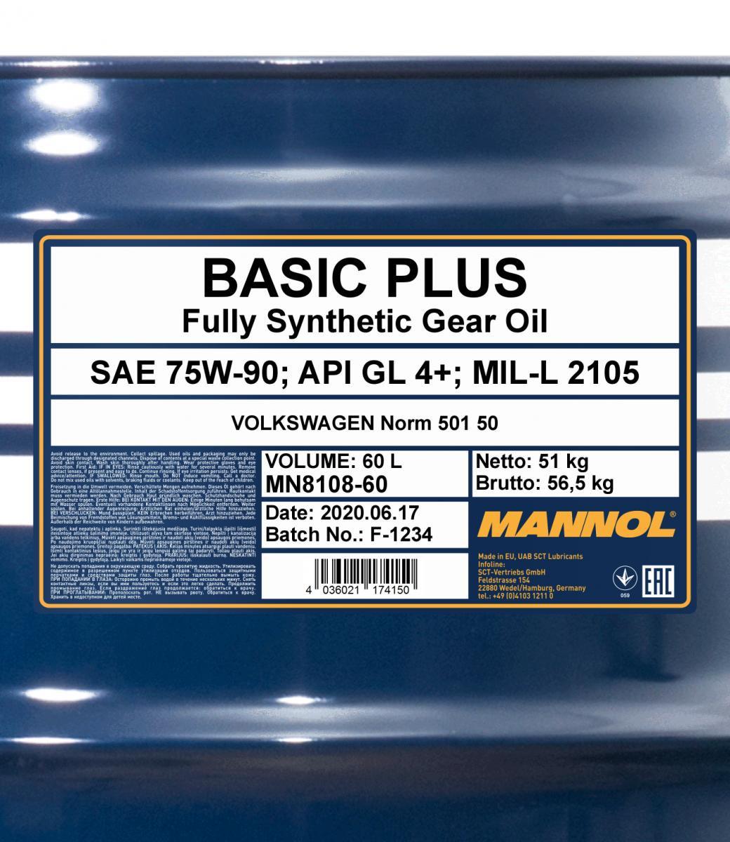 Mannol 8108 Basic Plus 75W-90 Getriebeöl 60l Fass