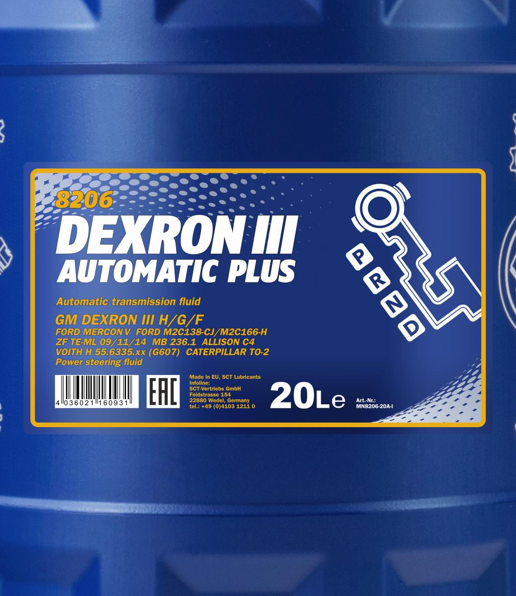 Mannol 8206 ATF Dexron III Plus Automatikgetriebeöl 20l Kanister