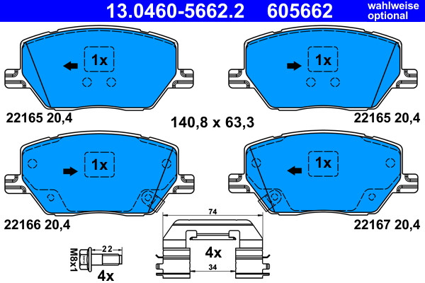 ATE Bremsbelagsatz, Scheibenbremse