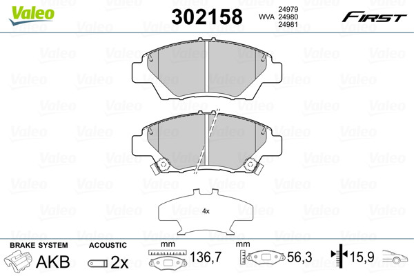 VALEO Bremsbelagsatz, Scheibenbremse