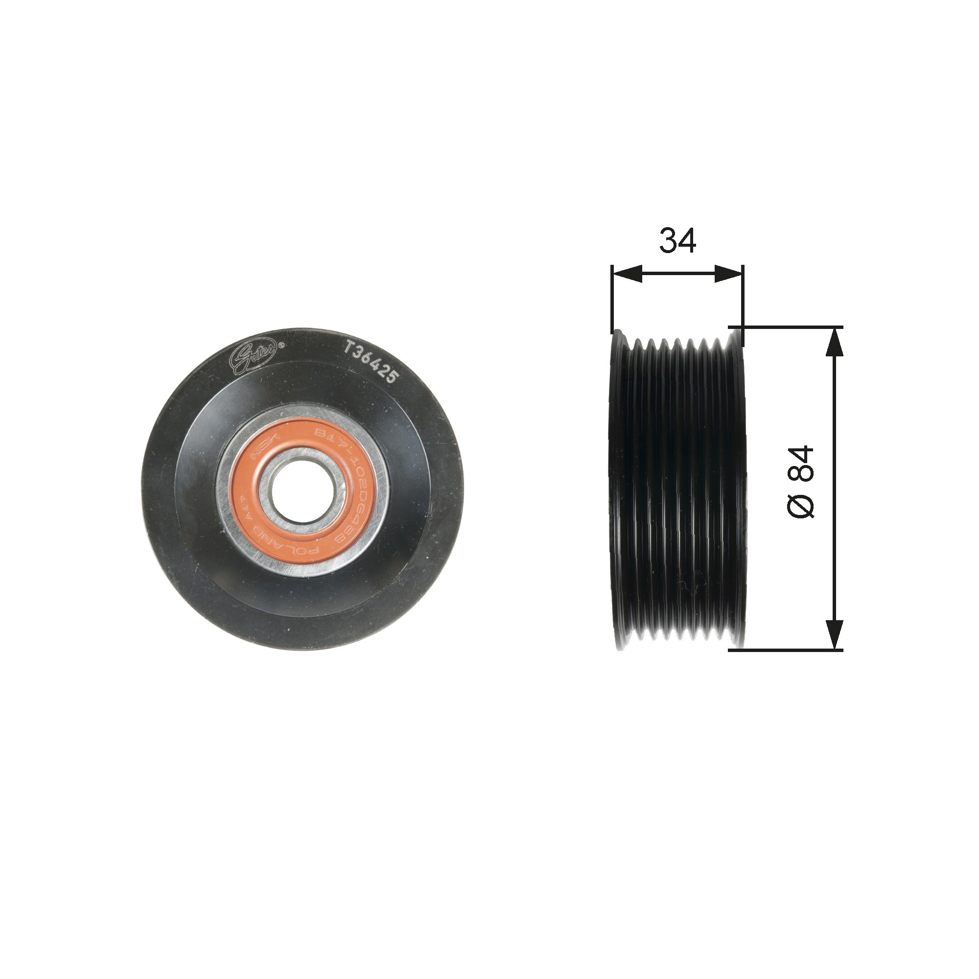 GATES Umlenk-/Führungsrolle, Keilrippenriemen