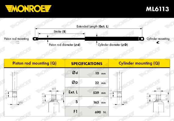 MONROE Gasfeder, Koffer-/Laderaum