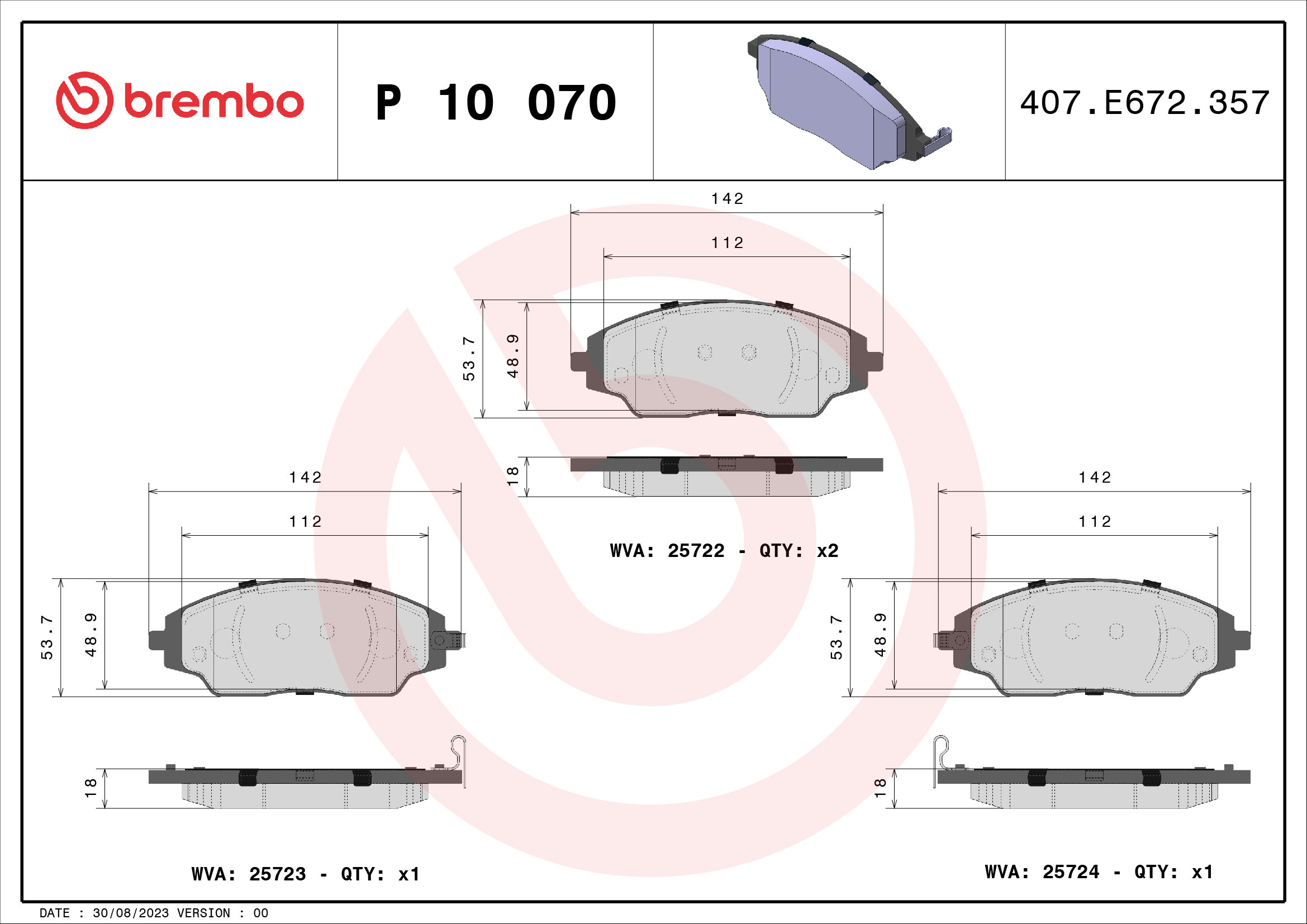 BREMBO Bremsbelagsatz, Scheibenbremse