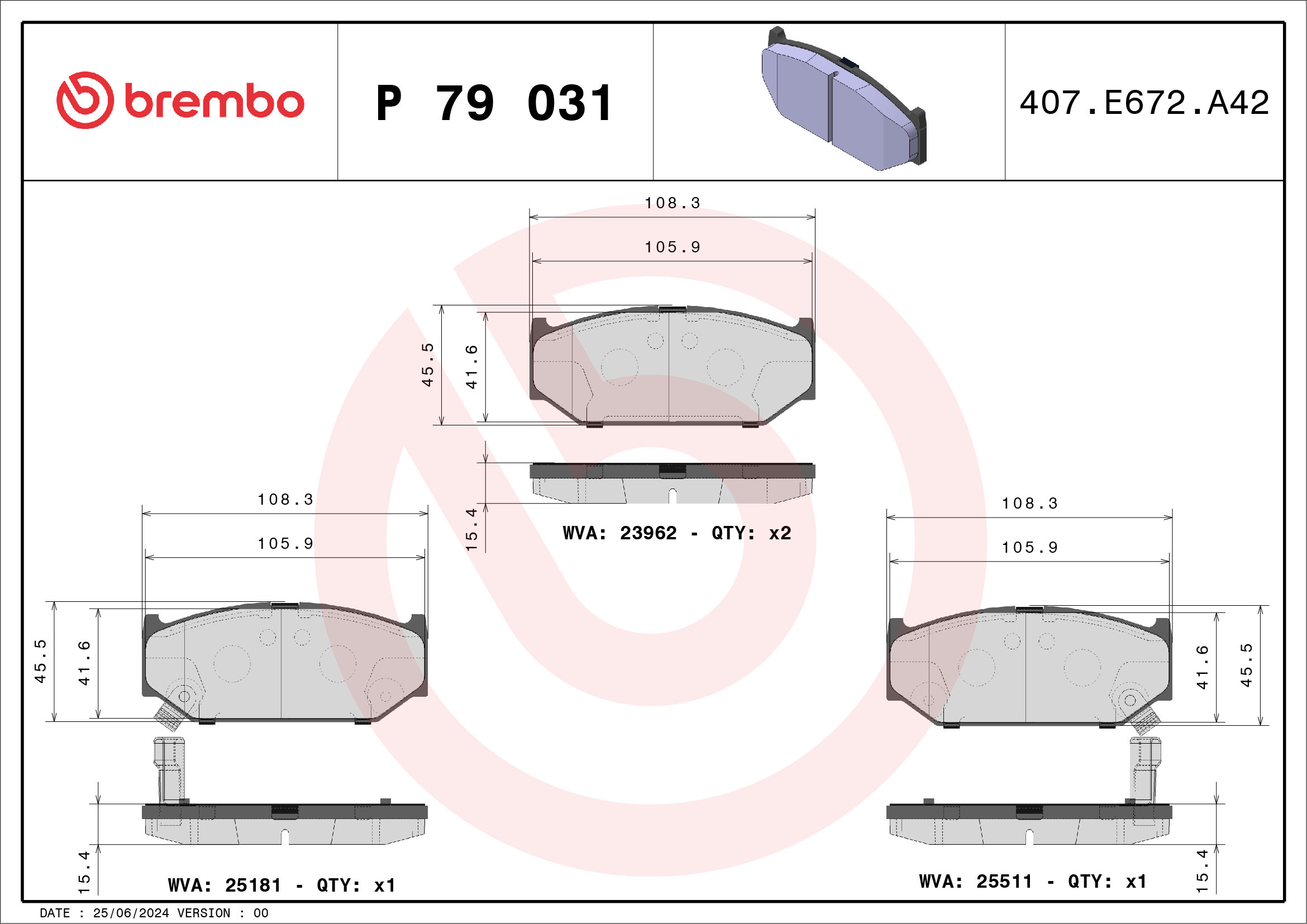BREMBO Bremsbelagsatz, Scheibenbremse