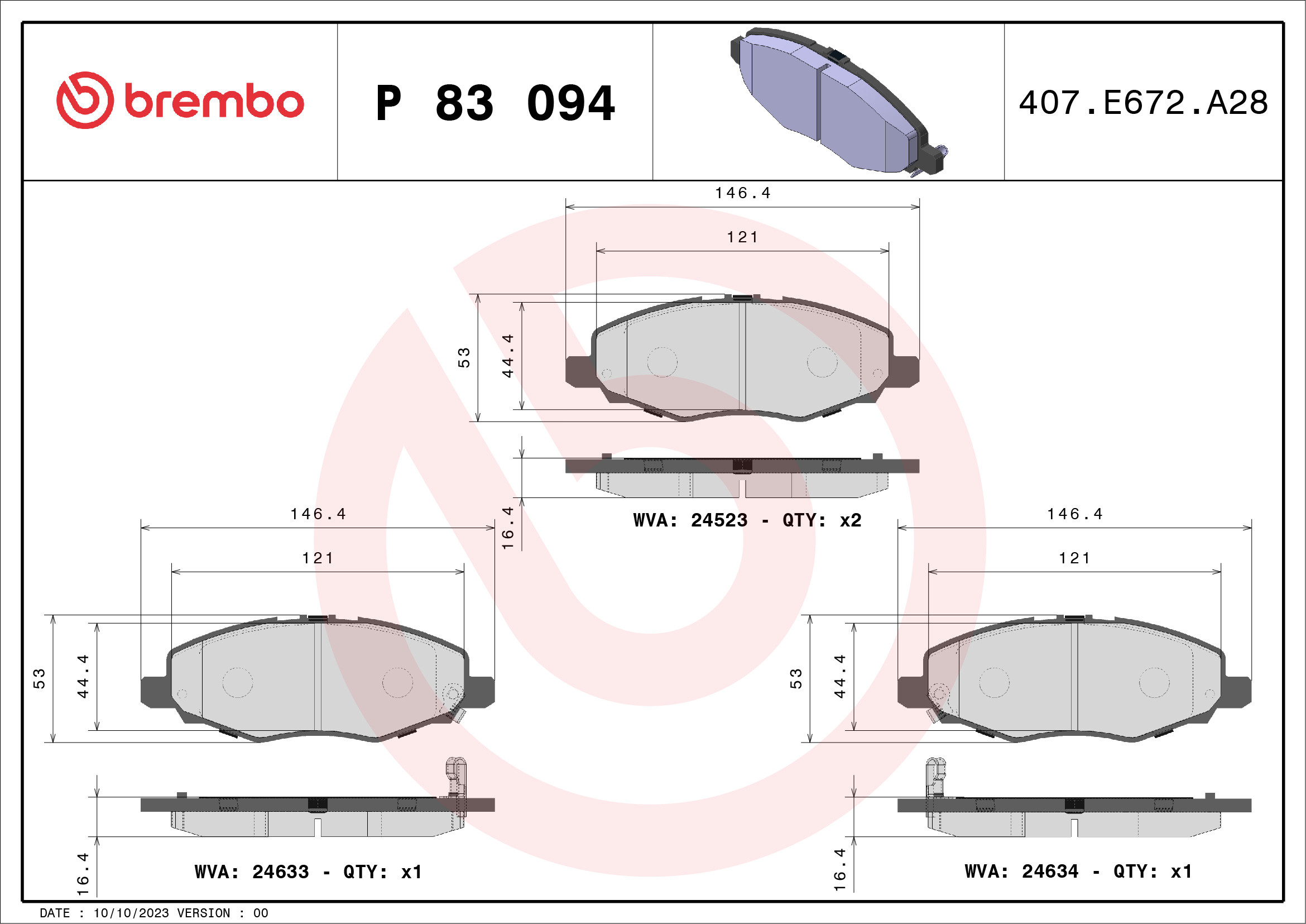 BREMBO Bremsbelagsatz, Scheibenbremse