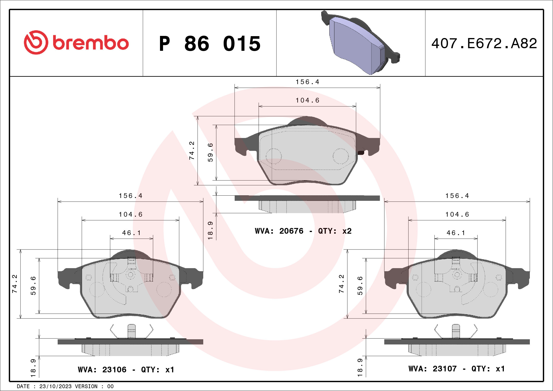 BREMBO Bremsbelagsatz, Scheibenbremse