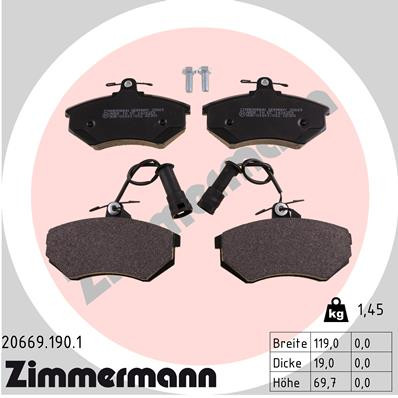 ZIMMERMANN Bremsbelagsatz, Scheibenbremse
