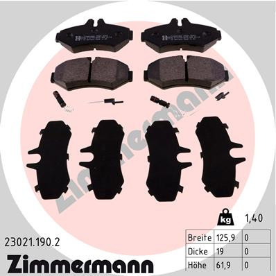 ZIMMERMANN Bremsbelagsatz, Scheibenbremse
