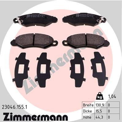 ZIMMERMANN Bremsbelagsatz, Scheibenbremse