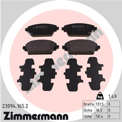 ZIMMERMANN Bremsbelagsatz, Scheibenbremse
