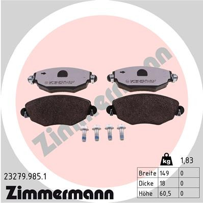 ZIMMERMANN Bremsbelagsatz, Scheibenbremse