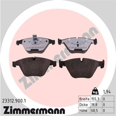 ZIMMERMANN Bremsbelagsatz, Scheibenbremse