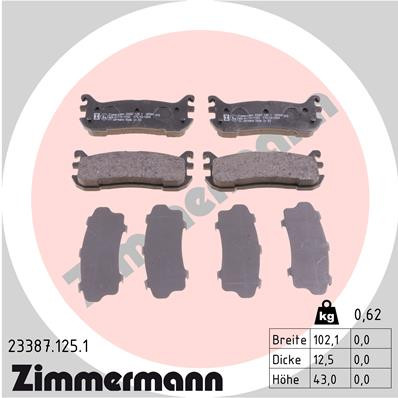 ZIMMERMANN Bremsbelagsatz, Scheibenbremse