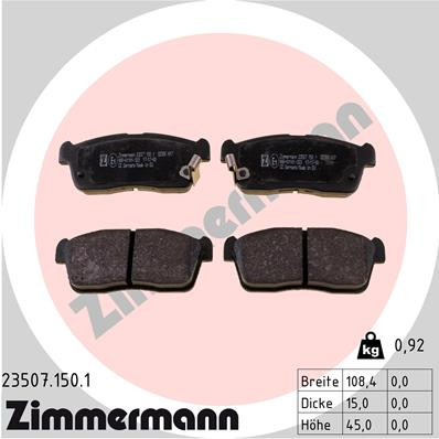 ZIMMERMANN Bremsbelagsatz, Scheibenbremse