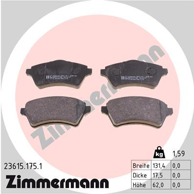 ZIMMERMANN Bremsbelagsatz, Scheibenbremse
