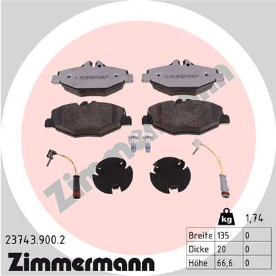 ZIMMERMANN Bremsbelagsatz, Scheibenbremse