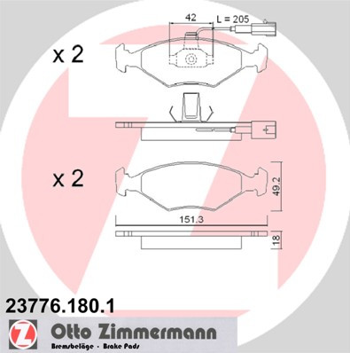 ZIMMERMANN Bremsbelagsatz, Scheibenbremse