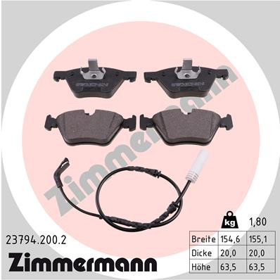 ZIMMERMANN Bremsbelagsatz, Scheibenbremse