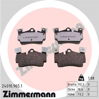 ZIMMERMANN Bremsbelagsatz, Scheibenbremse