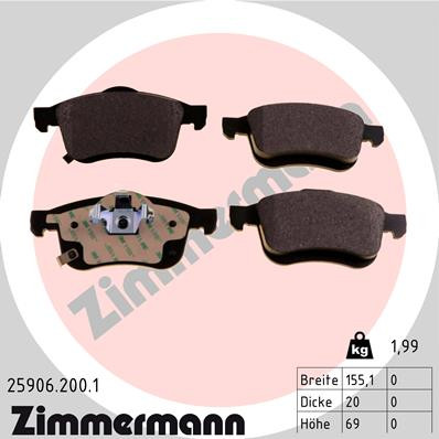 ZIMMERMANN Bremsbelagsatz, Scheibenbremse
