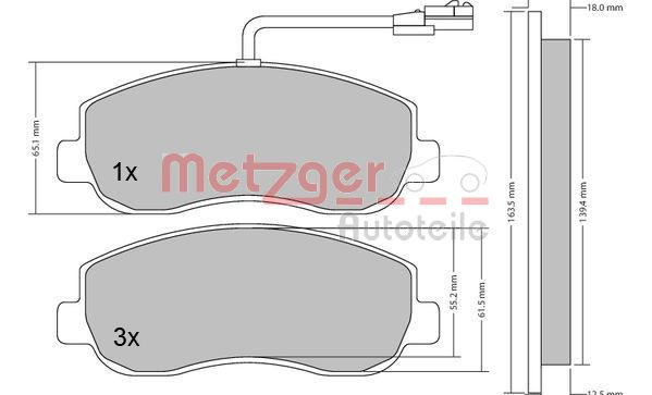METZGER Bremsbelagsatz, Scheibenbremse