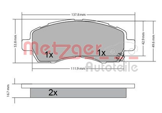 METZGER Bremsbelagsatz, Scheibenbremse