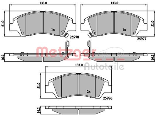 METZGER Bremsbelagsatz, Scheibenbremse