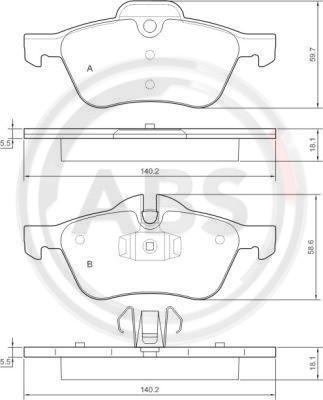 A.B.S. Bremsbelagsatz, Scheibenbremse