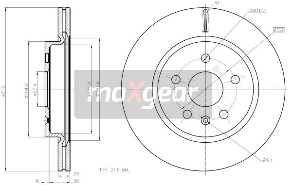 MAXGEAR Bremsscheibe