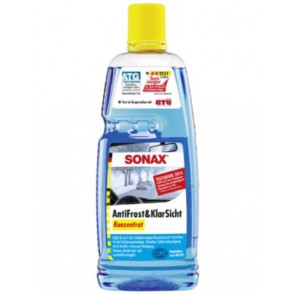 SONAX AntiFrost & KlarSicht CLASSIC Citrusduft Konzentrat 1L (ergibt bis zu 3 Liter) Winter-Scheibenwischwasser, sofort mischbereit, schlierenfrei, Antikalk-Effekt | Art-Nr. 03323000