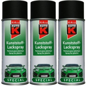 Auto-K Special Kunststoff-Lackspray schwarz, 3x 400 Milliliter