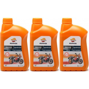 Repsol Motorrad Motoröl MOTO SINTETICO 4T 10W40 1 Liter 3x 1l = 3 Liter