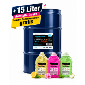 LIMOX Platinum Longlife LL3 5W-30 Motoröl 60 Liter Fass + 15 Liter Autoteile-Direkt Sommer Scheibenreiniger EXTREM AKTION